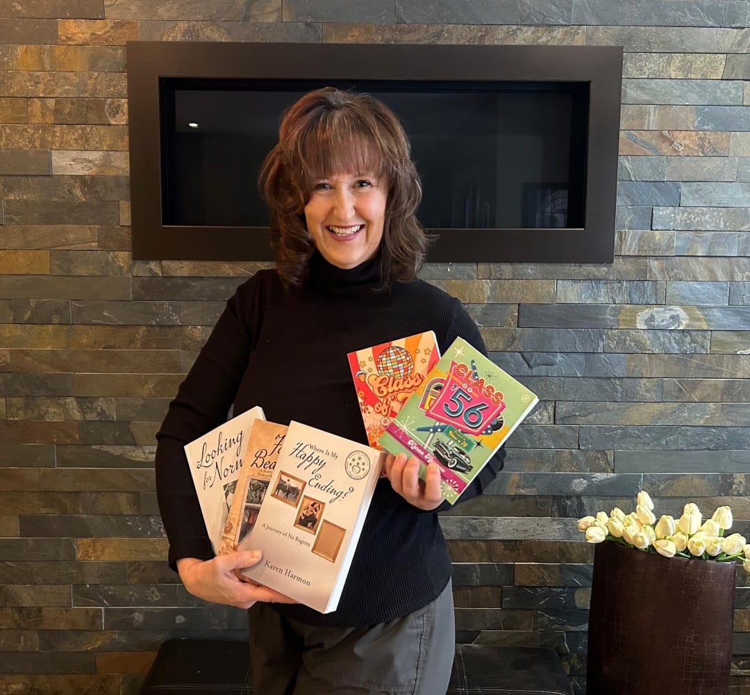 Karen Harmon with her 5 books